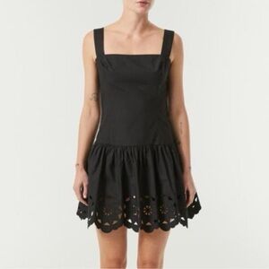 Rhode Salina Cotton Mini Dress in Black Eyelet Sz 6